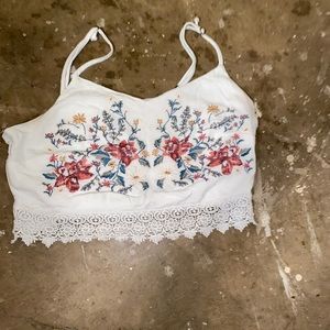 Xhilaration Floral Embroidered Crop Top